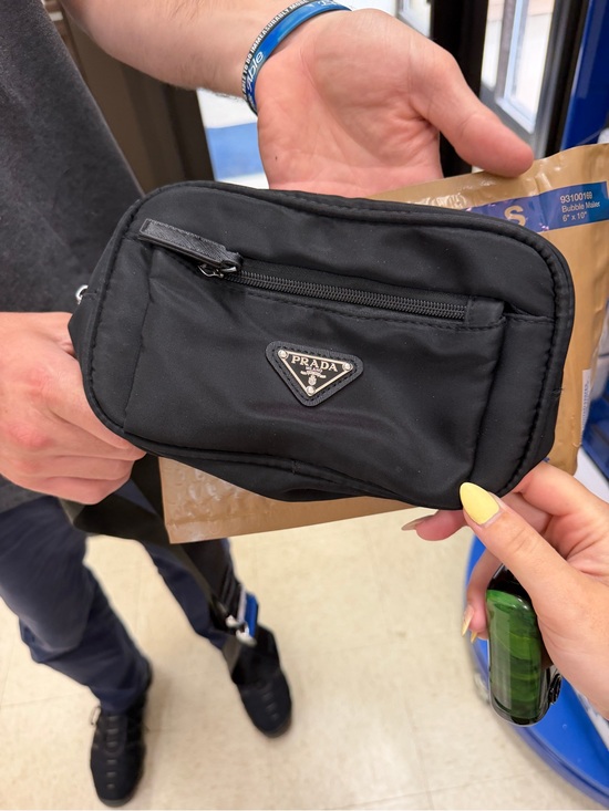 Prada Handbags - Prada Black Nylon Men's Waist Pouch with Triangle Logo